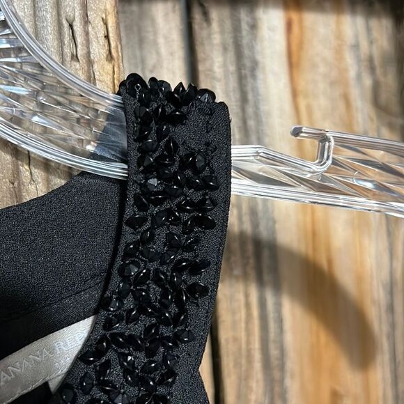 Banana Republic factory dress black beading lined evening Sz 4 FIRM on PRICE - Picture 3 of 4